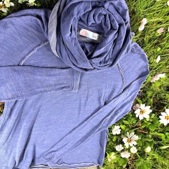 FP Beach Free People Tunic One Body OSFA Top Cowl Neck Blue Boho Garden Resort - Picture 1 of 8